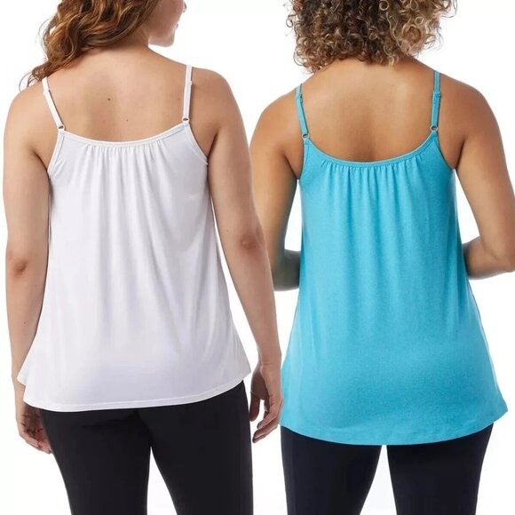 NEW 32 Degrees Cool Women's XL 2-Pack Bra Top Cami With Built-In White/Teal - Picture 2 of 9